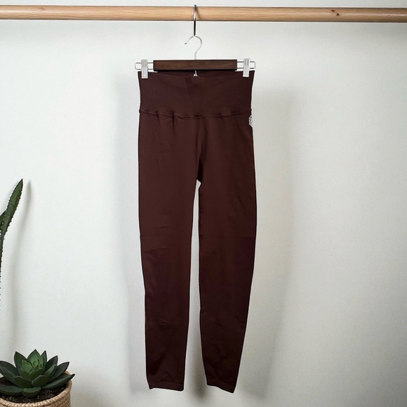 Free People Movement Women’s Midi Rise Brown Nylon Leggings Size M - Picture 2 of 9